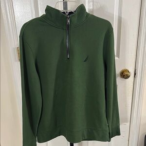 Nautica Green Zip Up Sweater Cozy Casual Design